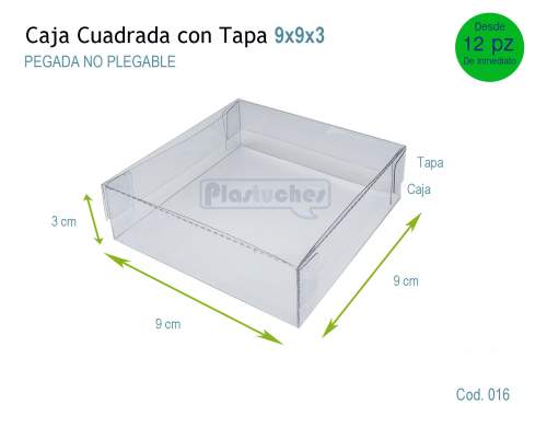 <b> Caja Cuadrada con Tapa de 9x9x3cm. </b> 