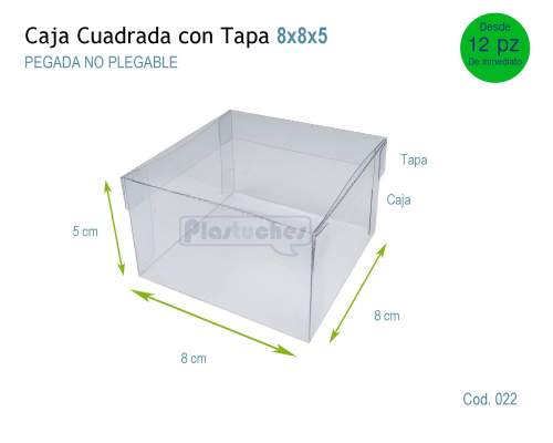 <b> Caja Cuadrada con Tapa de 8x8x5cm. </b> 