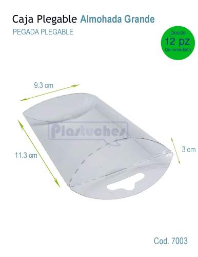 <b> Caja Plegable tipo Almohada de 9.3x3x11.3cm. MEDIANA</b> 